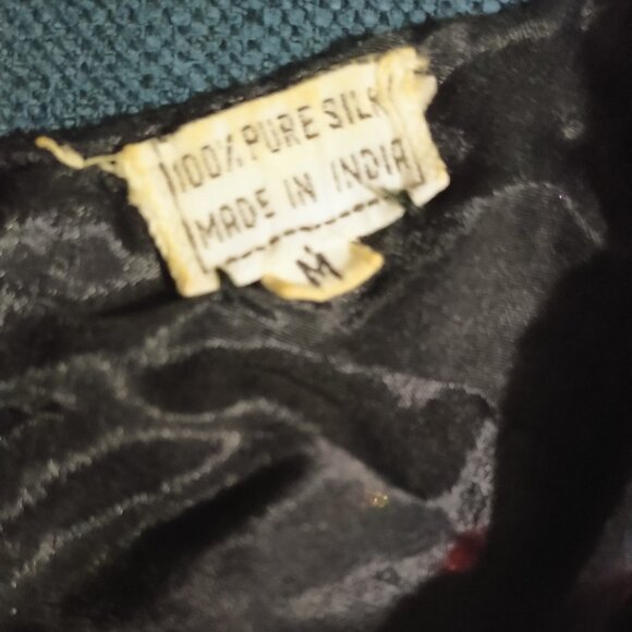 Vintage Sequin Top Blue, Red, Green, Silver on Black Silk background - Picture 8 of 8